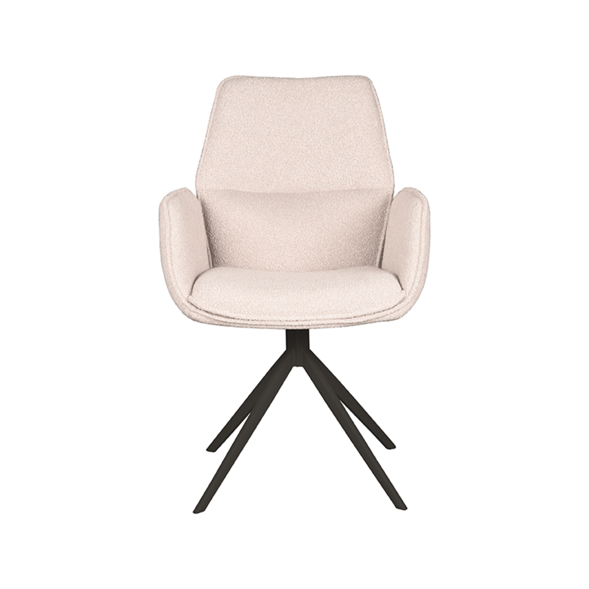 Eetkamerstoel_Mellow_58x63x92_Cm_Naturel_Touch_Zwart_Metaal_Voorkant_1