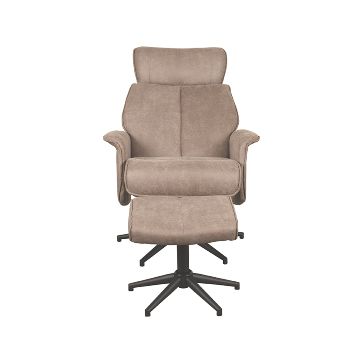 Relaxfauteuil_Verdal_Hocker_77x79x109_cm_Taupe_Micro_Suede_Voorkant2_v2