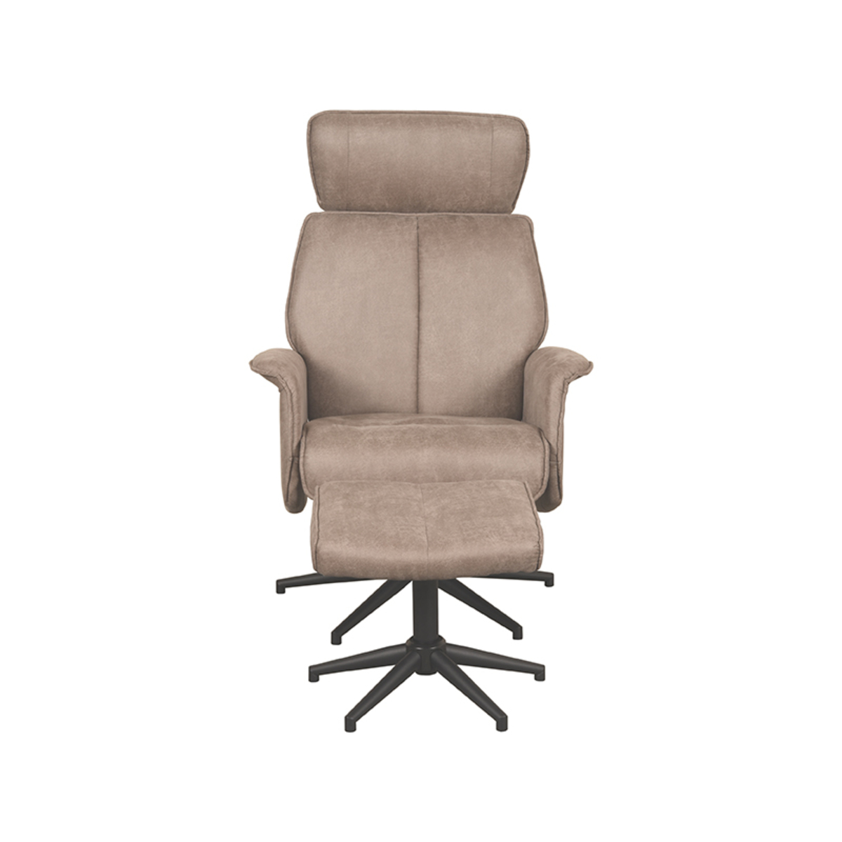 Relaxfauteuil_Verdal_Hocker_77x79x109_cm_Taupe_Micro_Suede_Voorkant_v2