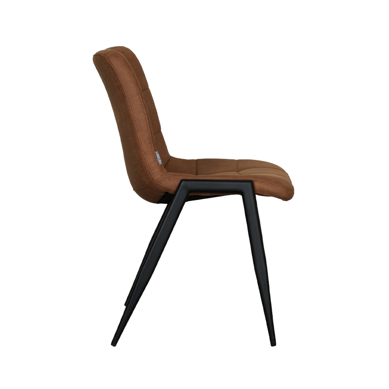 LABEL51 Eetkamerstoel Noor - Cognac - Micro Suede - Zwart Metalen Frame - Afbeelding 3