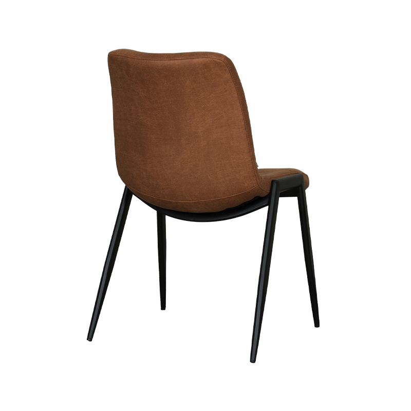 LABEL51 Eetkamerstoel Noor - Cognac - Micro Suede - Zwart Metalen Frame - Afbeelding 4