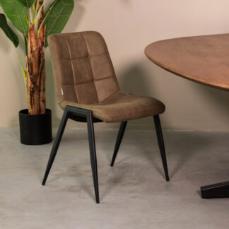 LABEL51 Eetkamerstoel Noor - Moss - Micro Suede - Zwart Metalen Frame