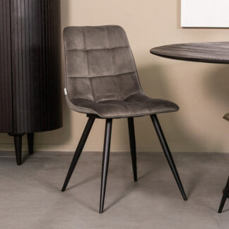 LABEL51 Eetkamerstoel Bistro - Taupe - Fluweel - Zwart Metalen Frame