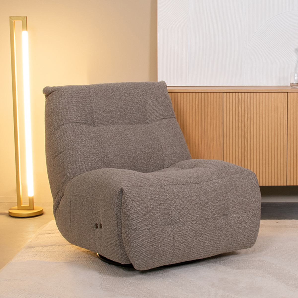LABEL51 Fauteuil Relax and Recharge - Mushroom - Royal Boucle - Met Accu
